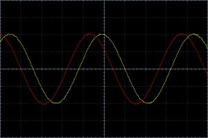 Vref (red) and Vcomp (yellow) at a frequency of 458 kHz