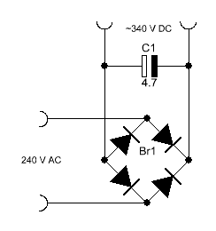 The first stage in a switch mode power supply: Bridge rectifier