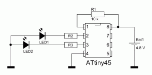 ATtiny45 based police strobe light circuit