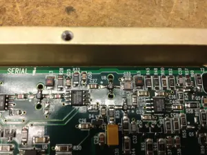 Close-up view of the bad MMIC in the IF module