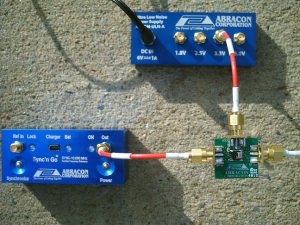 My test setup: The ABFT is connected to a Sync 'n Go 10 MHz reference and an ultra low noise power supply using high quality coaxial cable