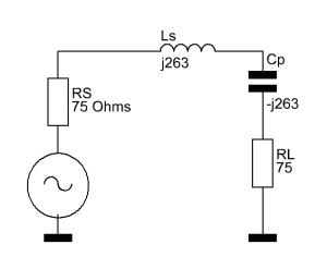 Overall equivalent circuit after reducing Cp and RL to a series equivalent circuit