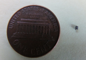 Comparison of diode D2030 next to a cent coin