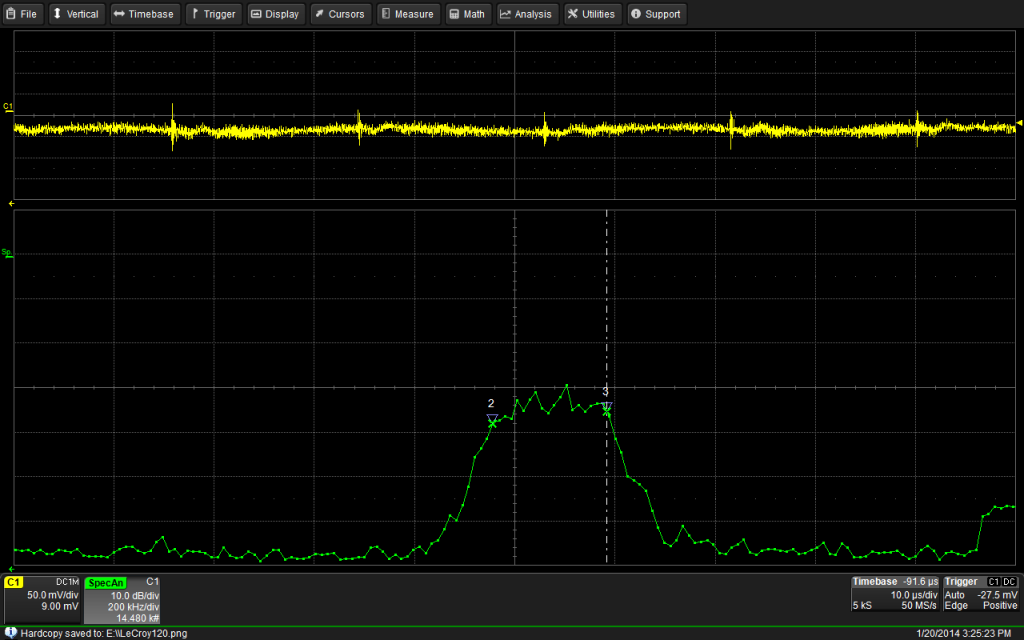 10.7 MHz ceramic IF filter measured using a noise source