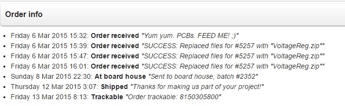 Timeline of my Dirty PCB order