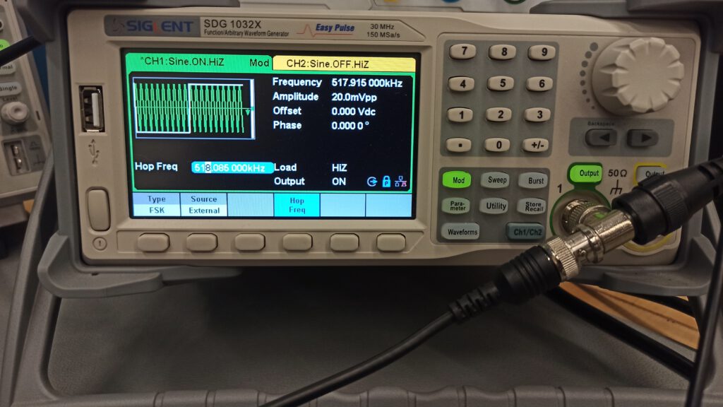 Siglent 1032X used as FSK modulator for SITOR-B / NAVTEX test signal generation