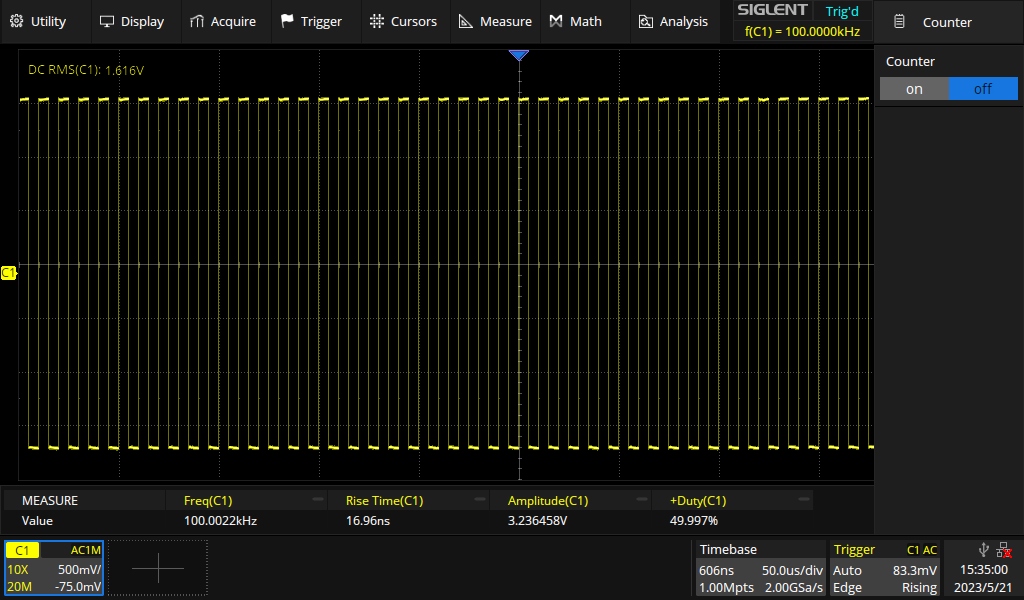 100 kHz, 50 % duty-cycle output from a uBlox NEO-6M GPS module