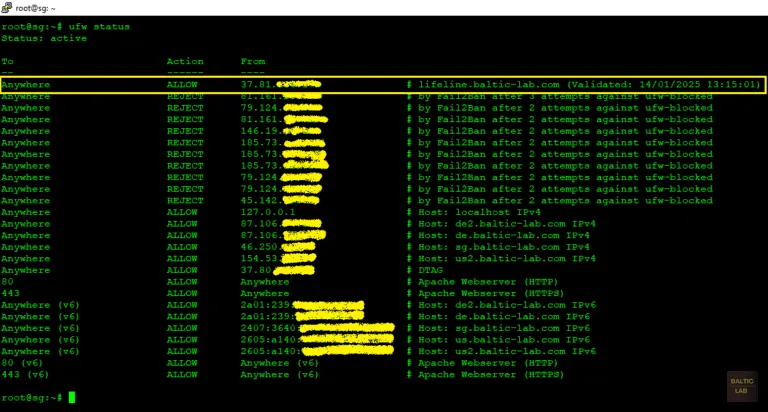 Automatically installed firewall rules from a DynDNS record on an Ubuntu server