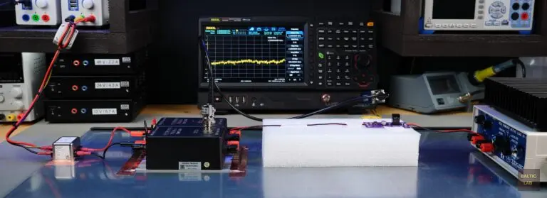 Overview of the benchtop CISPR 25 conducted emissions (voltage method) test setup